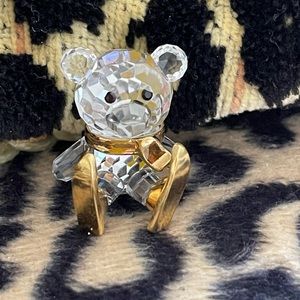 Swarovski signed crystal ski bear pin authentic Swarovski brand new